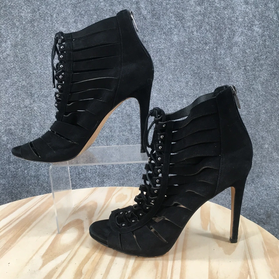 Vince Camuto High Heels Womens 10 M Gladiator Lace Up Stiletto Black Leather - Image 2 of 4