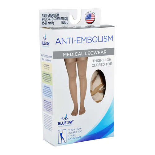 Anti-Embolism Stockings Medium 15-20mmHg Thigh Hi Closed Toe - Picture 2 of 2