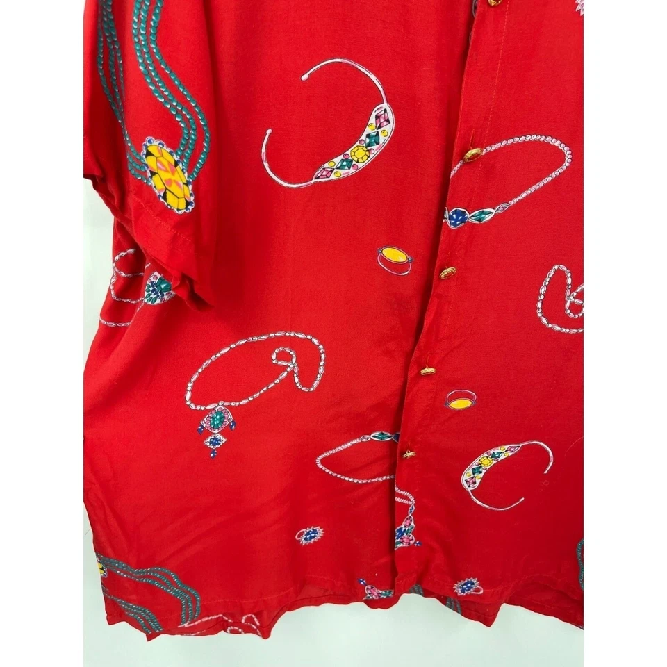Blusa de Colección Ary Cooper Mujer Pequeña Túnica Tiara Joya Usable Arte Informal Roja Foto 4 de 4
