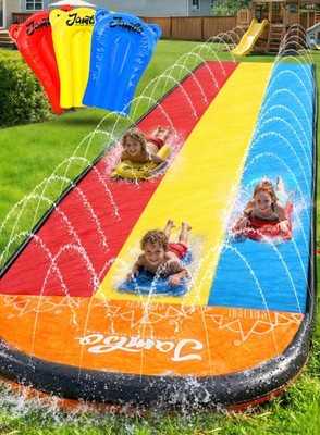 Jambo 16ft Premium Slip Splash and Slide, Three- Way Sprinkler System with 3 ...