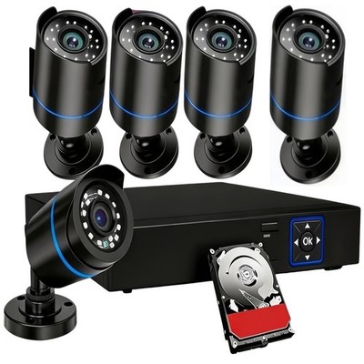 3000TVL Home Security System Surveillance DVR Camera Kits, 4pcs Wired 5MP PoE...