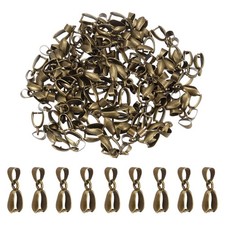 100 Pcs Stainless Steel Pinch Clip 20mm Pinch Bails for Pendant, Bronze