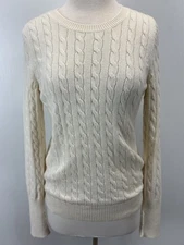 Vtg Gap Cableknit Sweater Sz Large Women’s Angora Blend Ivory 90s Crew Neck