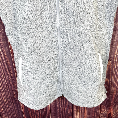 LL Bean XL Women Gray Sweater Fleece Long Vest Logo - Picture 6 of 14