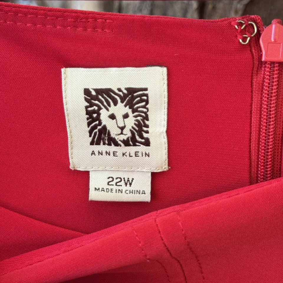 Anne Klein Plus Size Women's Red Long Sleeve Sheath Dress 22W Holidays - Image 3 of 4