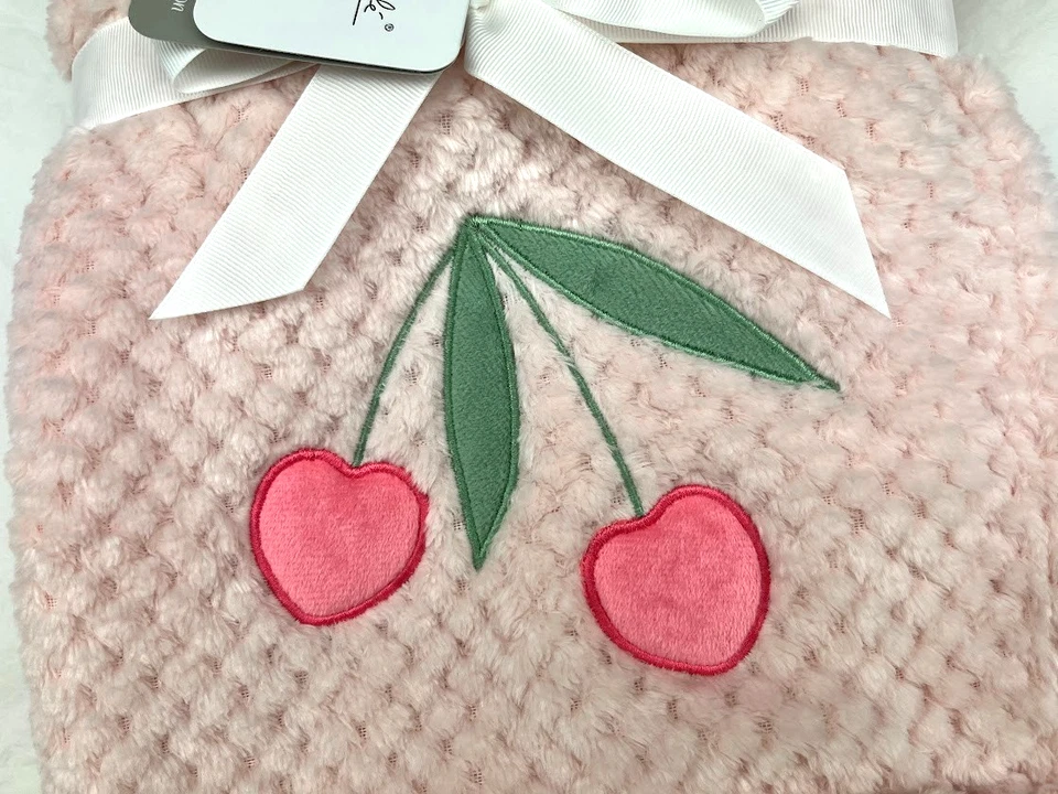 Manta de bebé Rene Rofe rosa cereza niña de felpa texturizada nueva con etiquetas corazón Bon Bebe Foto 2 de 3