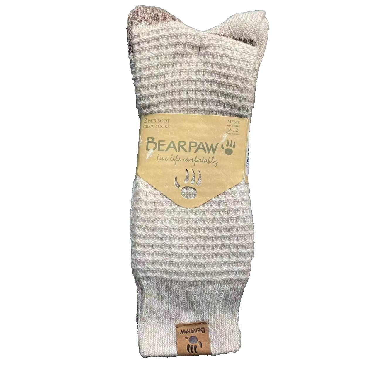 NWT Men's Bearpaw 2-pair Ribbed Boot Crew Socks Shoe Size 9-12 Family Matching