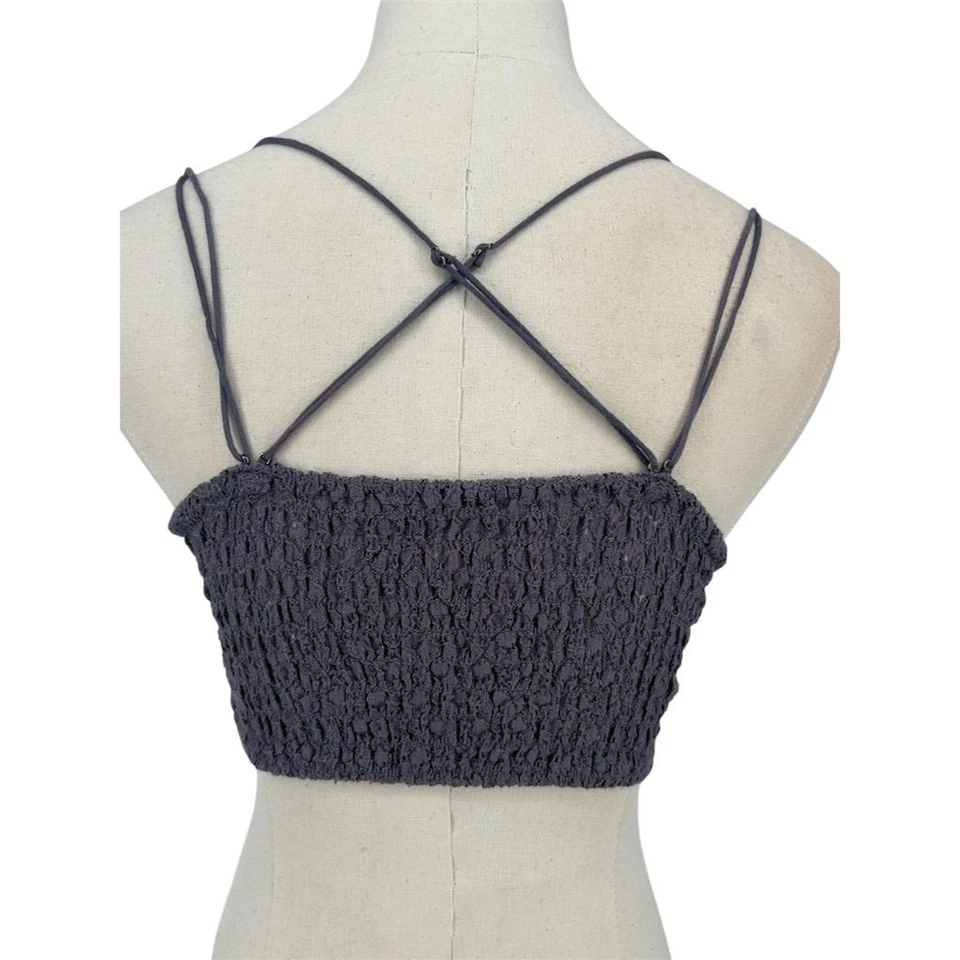 Free People Adella Bralette Women's M Gray Lace Scalloped Edges NEW - Image 2 of 4
