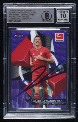 2020 Topps Finest Bundesliga Purple Wave Refractor 2/250 Robert Lewandowski 04k8