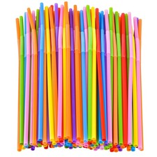 SONGNASS 100PCS Flexible Plastic Straws