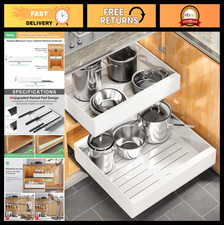 Expandable Pull-Out Cabinet Organizer 2-Pack, Heavy Duty Slide-Out Drawers for K