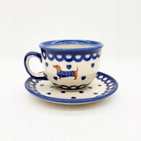 Tasse Mit Untertasse Bunzlauer Keramik Unikat Dachshund 220Ml