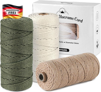 Makramee Garn Set 3 Farben 3Mm X 100M FüR Diy Basteln Wanddeko Dekoration