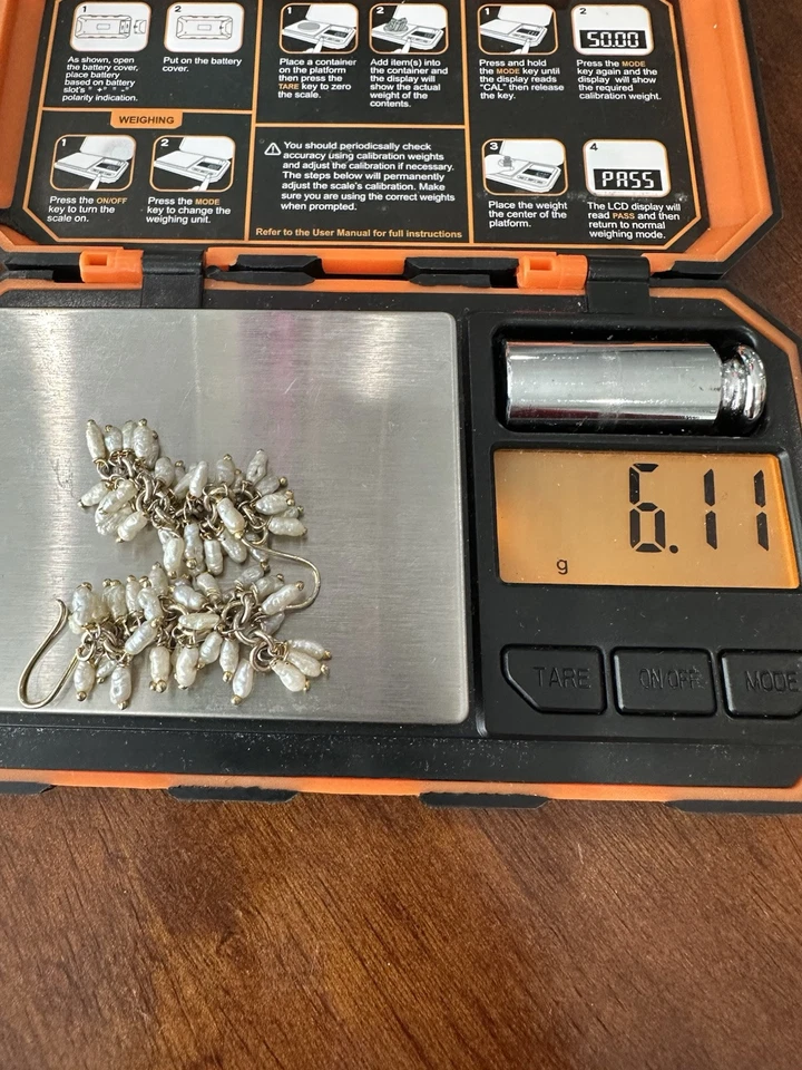 14k Yellow Gold Filled GF Cha Cha Style Pearl Drop Dangle Earrings, 2” Long - Image 3 of 4