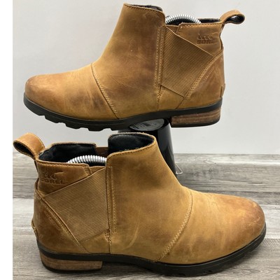 Sorel Emelie Chelsea Waterproof Leather Boots Brown NL2671-224 Womens 8.5