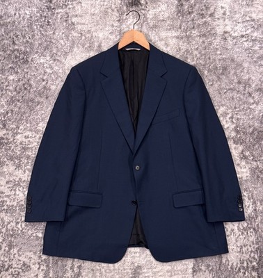 Canali Travel Blazer 42 L Long Mens Blue Woven Wool Sport Coat Jacket