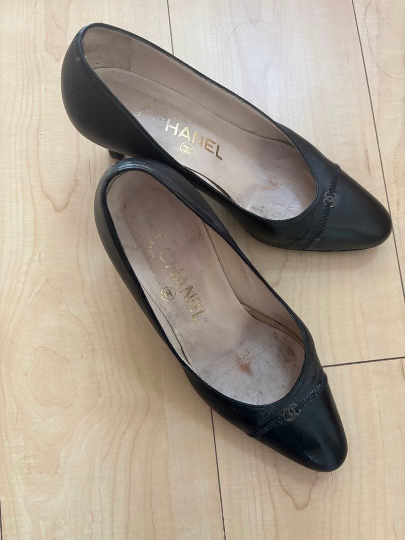 CHANEL Women's Pumps High Heel Leather Size:35.5/JP:22.5 Black 135509K Authentic thumbnail 2