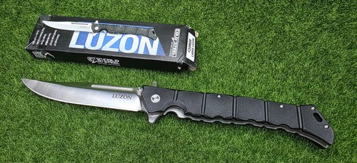 Cold Steel #20NQX Large Luzon Flipper 6" Plain Blade Knife, Black GFN Handles