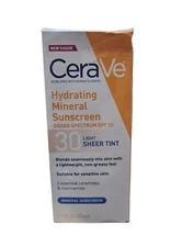 CeraVe Hydrating Mineral Sunscreen SPF 30 Light Sheer Tint  1.7 Fl oz 03/27