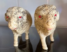 2 Celluloid Rams Sheep With Red Eyes Japan