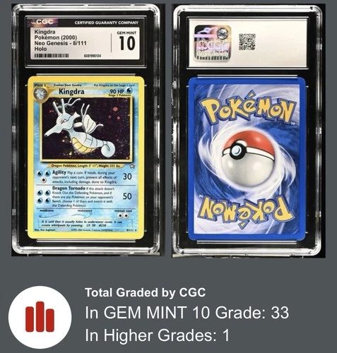 SWIRLED CGC 10 2000 Pokemon Neo Genesis Kingdra Holo #8/111