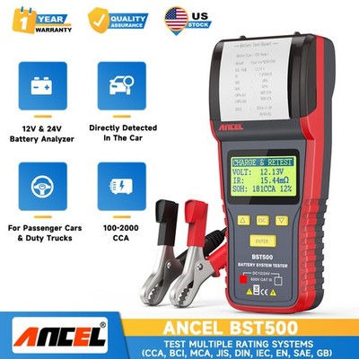 ANCEL BST500 Car Battery Analyzer 12V 24V Battery Load Tester with Printer
