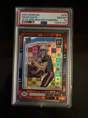 2024 Donruss Drake Maye #379 Optic Preview Red Pandora Prizm RC PSA 10 🔥 MVP