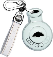 ontto Silver Edge Key Cover Keyless Entry Smart Remote Case white, White 