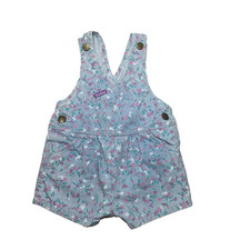 Oshkosh B'Gosh Floral Denim Shortalls 18M Baby Girl Vintage Overalls 90s Y2K