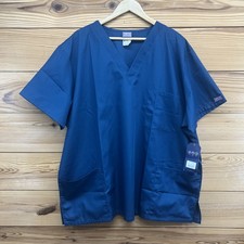 Cherokee Scrub Top Unisex Adult 2XL Navy Blue Medical 4876 Pockets NWT B126