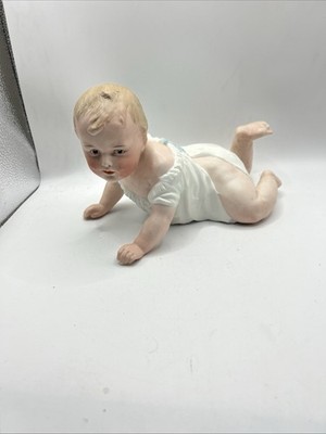 Big Antique Bisque Baby Doll Porcelain 12  Gebruder Heubach Crawling Piano Baby