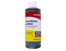 Leader Povidone Iodine 10% Topical Solution, 8 oz - for Infection Prevention
