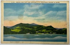 Looking West on Lake Junaluska, Mountain, Plott's Balsam, NC Vintage Postcard