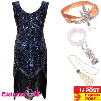 Deluxe 1920s Flapper Costume For Women - Sequin Gatsby Roaring 20s Fancy Dress Outfit, New With Tags