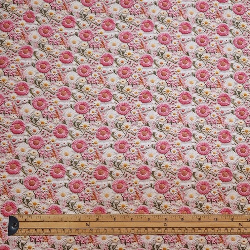 Floral Cotton Embroidery Effect Whimsical Garden Flowers Dressmaking Material - Picture 18 of 55