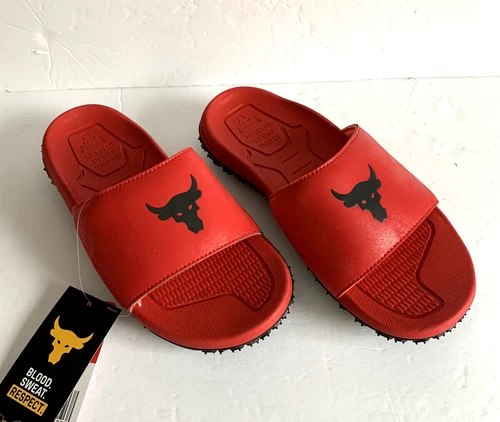 Under Armour Project Rock SL Mens NEW w/Tags 3023762-600 Mens Red Slides Size 8
