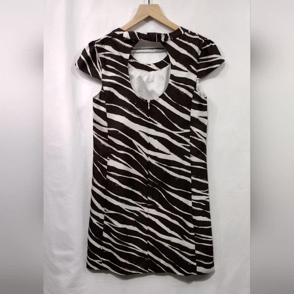 Abito Kate Spade Dorothy Zebra stampa seta cambio donna 4 bianco marrone festa evento