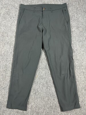 LULULEMON STRETCHY ZIP BUTON FRONT POCKETS MEN'S PANTS SIZE 36 Dark Green 