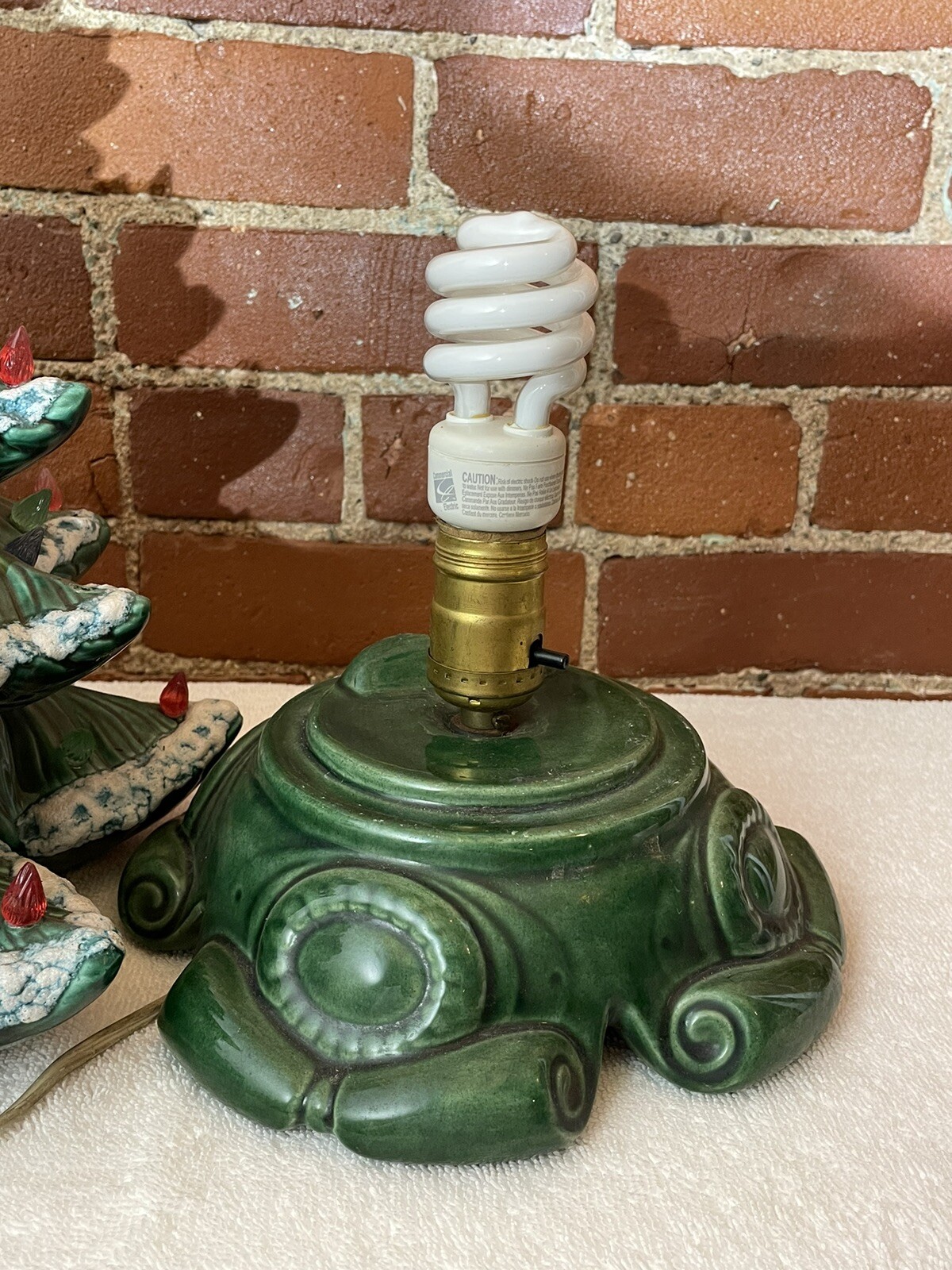 Mid Century Ceramic Christmas Tree Lighted Multicolored Tabletop