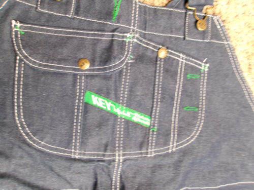 NEW Key Bib Overall Men's 48x32 Blue Dark Denim Authentic Fit Outdoor Workwear - Picture 3 of 16