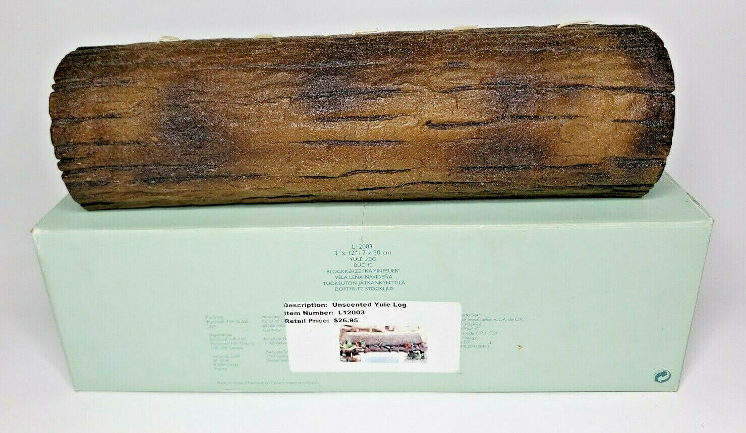 PartyLite Yule Log 5 Wicks 3"x12" Brown Candle New in Box HTF P6G