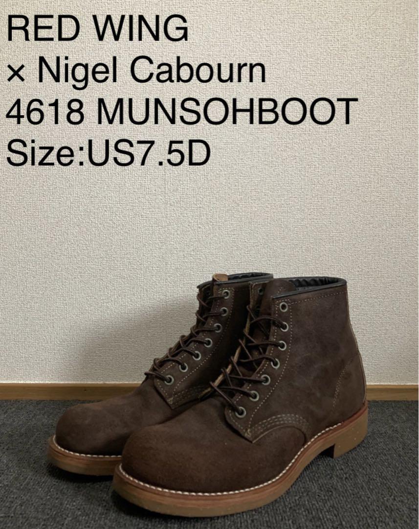 Red Wing Nigel Cabourn Munsohboots Brown Size 7.5 25.5cm Harris Tweed Shoes Men