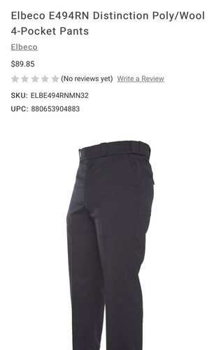 Elbeco Men’s Pants Distinction 4-Pocket Size 30 E494RN UNHEMMED - Picture 2 of 2