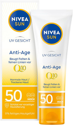 NIVEA SUN UV Gesicht Q10 Anti-Age Sonnenschutz Mit LSF 50 (50 Ml), Feuchtigkeits