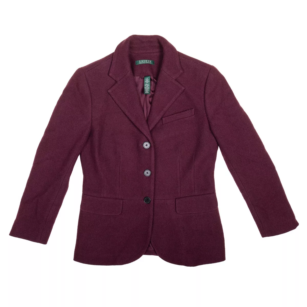 Lauren Ralph Lauren Blazer Jacket Women's Size 4 Wool Blend Burgundy Wine  Red