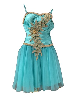 turquoise and gold dress