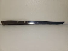 Flint Arrowhead Slicing Knife Waverly Edge Stainless 8" Serrated Blade Wood Hand