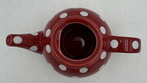 London Pottery Globe Teapot Glossy Red with White Polka Dots 2 Cup Capacity - Picture 5 of 6