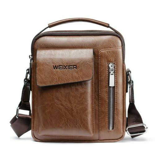 Bolsos bandolera de cuero retro para hombre bolsos de mano informal maletín de hombro - Imagen 2 de 8