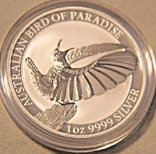 2018 P Australian Bird of Paradise .999 Fine Silver BU Coin BU in Capsule